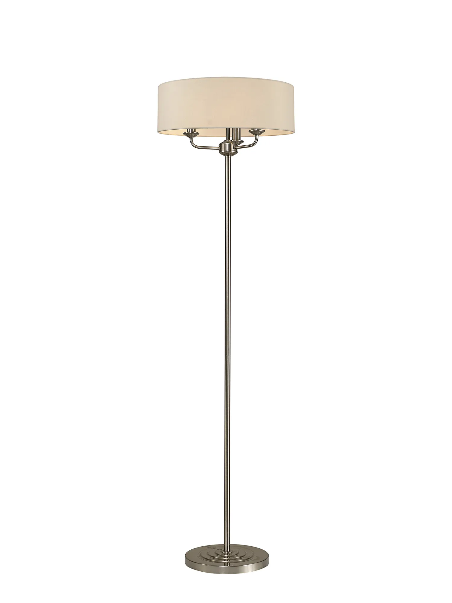 DK0925  Banyan 45cm 3 Light Floor Lamp Satin Nickel, Nude Beige